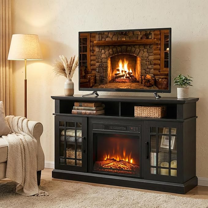 SIMOE Modern 48 Inch Electric Fireplace TV Stand, TV Console