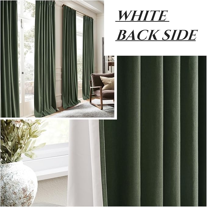 Olive Green Blackout Curtains & Drapes, Dining Room Boho Curtains 96 Inches