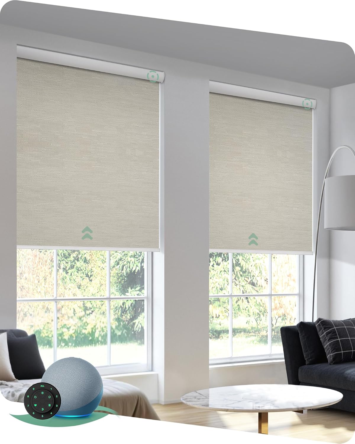 Yoolax Motorized Blinds with Remote, Blackout Jacquard Coffee, 23"W x 72"H