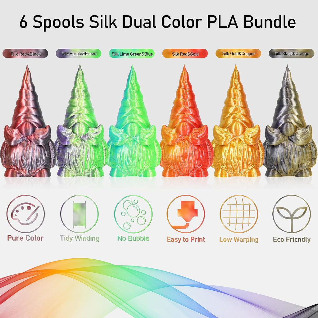 mika3d 6 spools bicolor dual color 1.75mm 3d, close-up detail