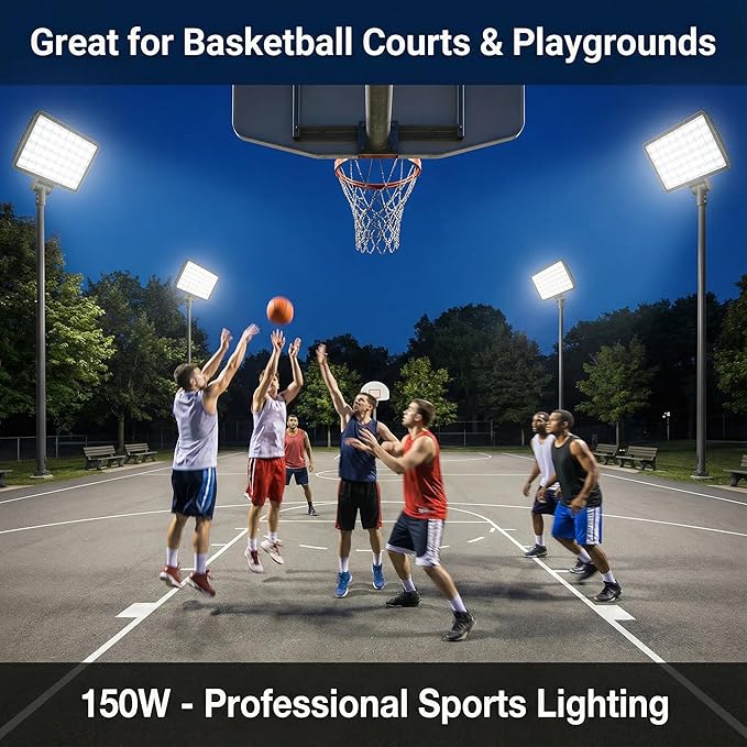 XXBSAZ 150W LED Flood Light Outdoor, High Output Plug-in & Hardwired Security