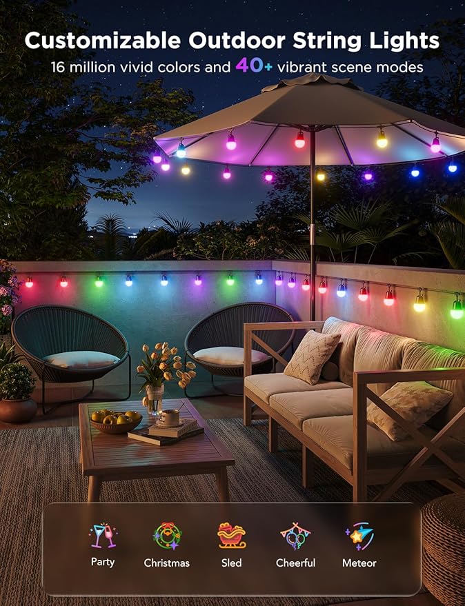 Govee Smart Outdoor String Lights 2, 144ft Outdoor Lights