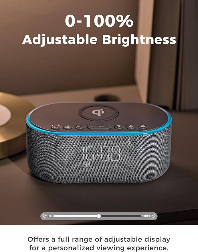 Odokee Wireless Charging Alarm Clock Radio: Qi Certified Fast Wireless Charger