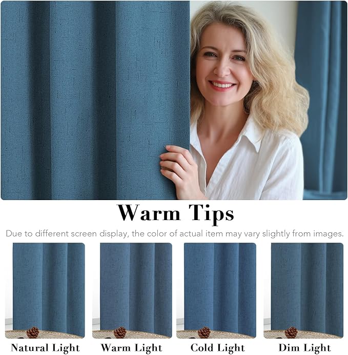 H.VERSAILTEX Linen Blackout Curtains Durable Thick Textured Linen Look 100%
