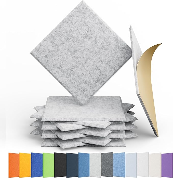 Amantech 12 Pack Acoustic Panels Self Adhesive Sound Proof Foam, High Density