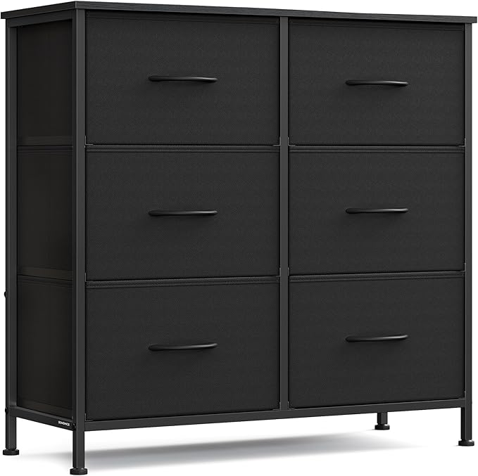 SONGMICS Dresser for Bedroom, Chest of Drawers, TV Stand, 6 Non-Woven Fabric