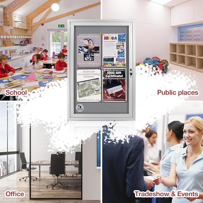 Outdoor Weatherproof Enclosed Fabric Bulletin Board, Noticeboard Case