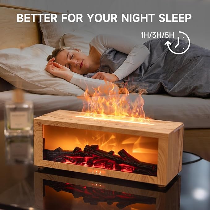 Fireplace Flame Air Diffuser Humidifier, 7 Colors Aromatherapy Essential Oil