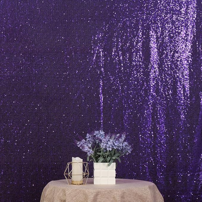 Poise3EHome Purple Sequin Backdrop, 6Ft x 8Ft Glitter Photography Background Curtains for Halloween Party Wedding Birthday Decoration