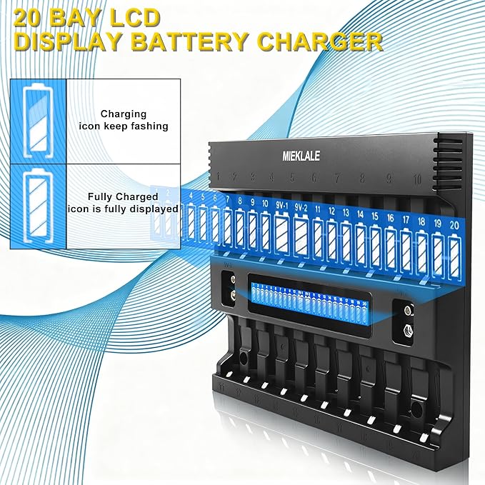 MIEKLALE 20+2 Bay AA AAA Battery Charger