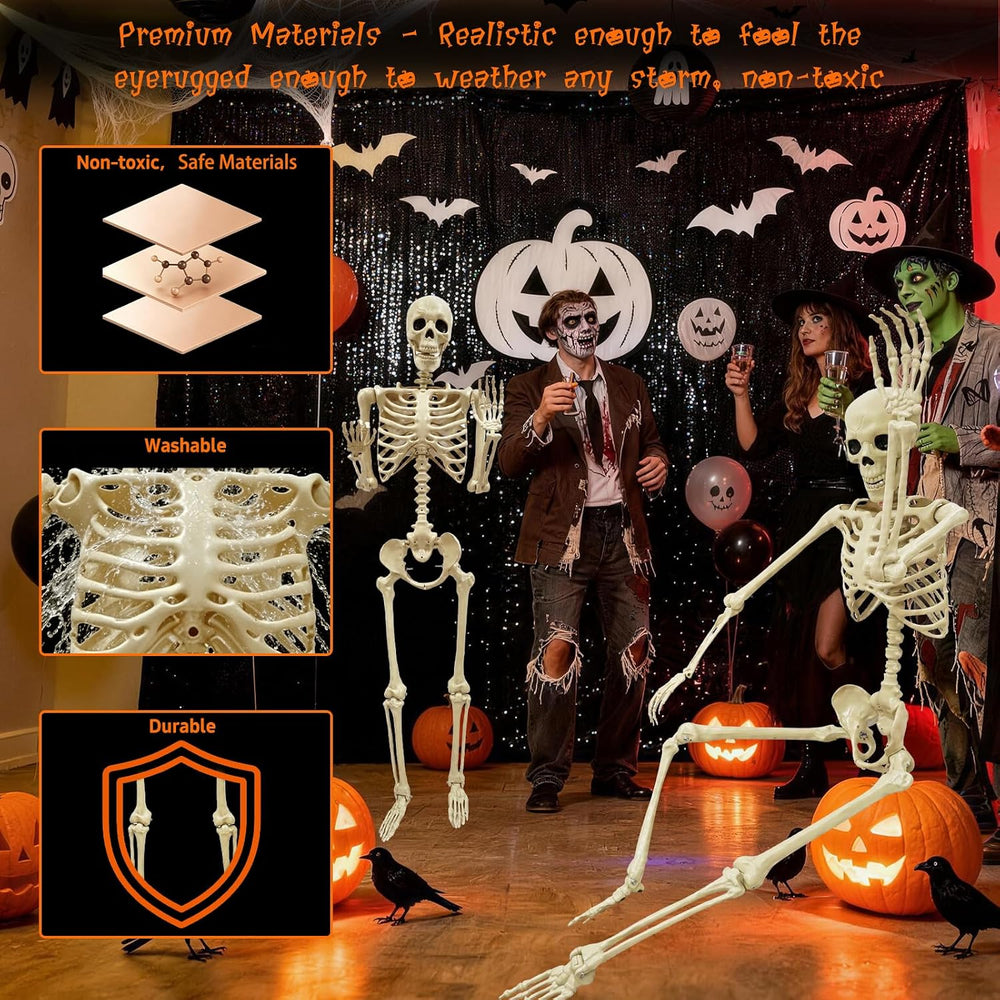 Life Size Skeleton for Halloween: 5.4ft Realistic Human Skeleton