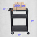 Luxor Black Mobile Plastic 3 Shelf AV Presentation Cart