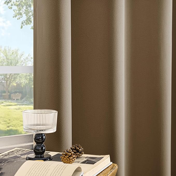 Beauoop 100% Blackout Curtains 84 Inch Long 2 Panels