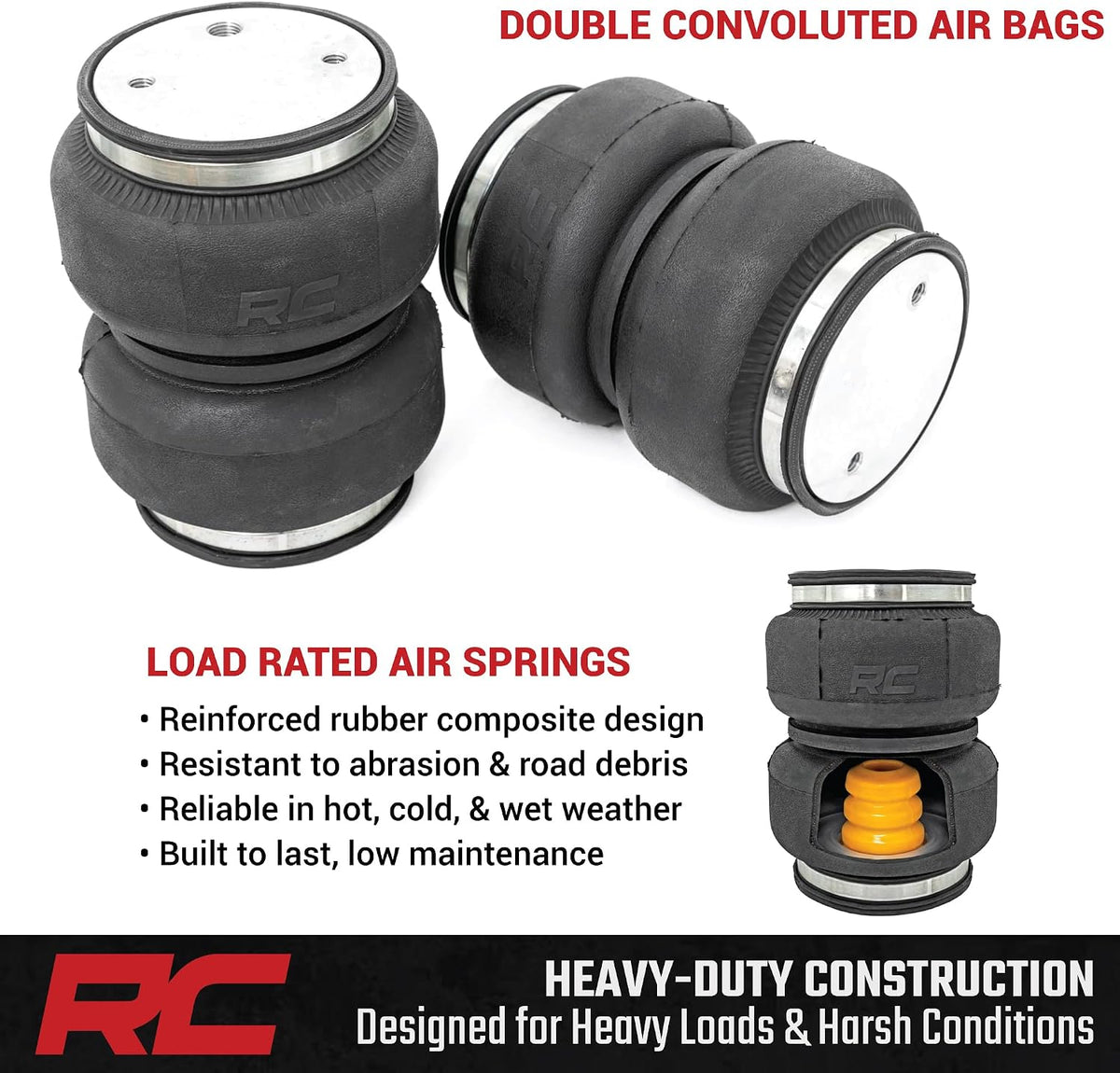 rough country air bags suspension kit for chevy shown in use