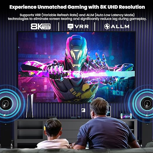 HDMI 2.1 Switch 4 in 1 Out 8K@60Hz 4K@120Hz, 4 Ports HDMI Switcher Splitter