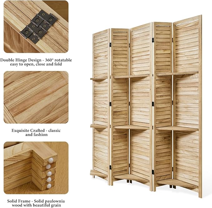 Partition Room Dividers, Folding Wood Privacy Screen