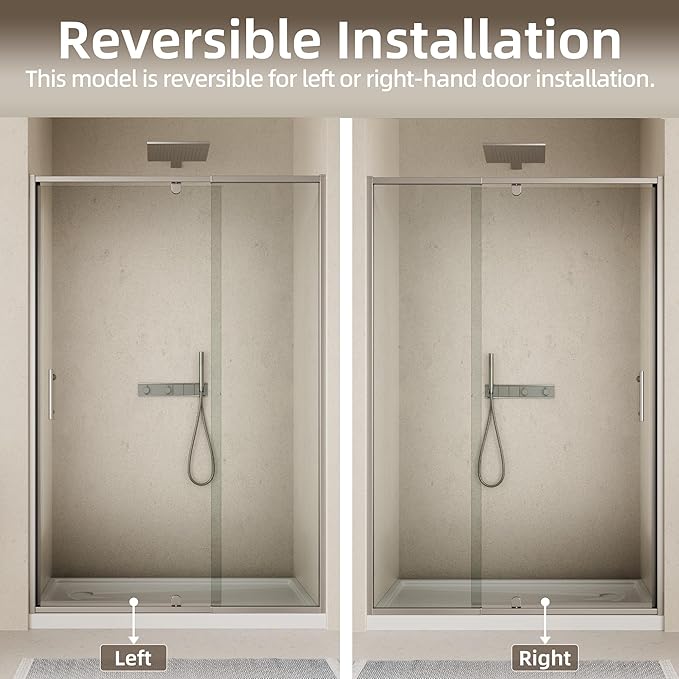 50-54" W x 71" H Pivot Swing Glass Shower Door, Pivot Frame Shower Door