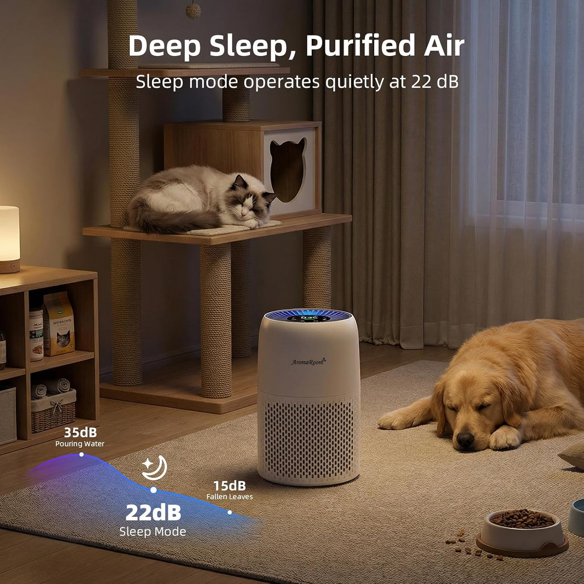 AromaRoom Pet Air Purifier with True HEPA, for Odors and Hair