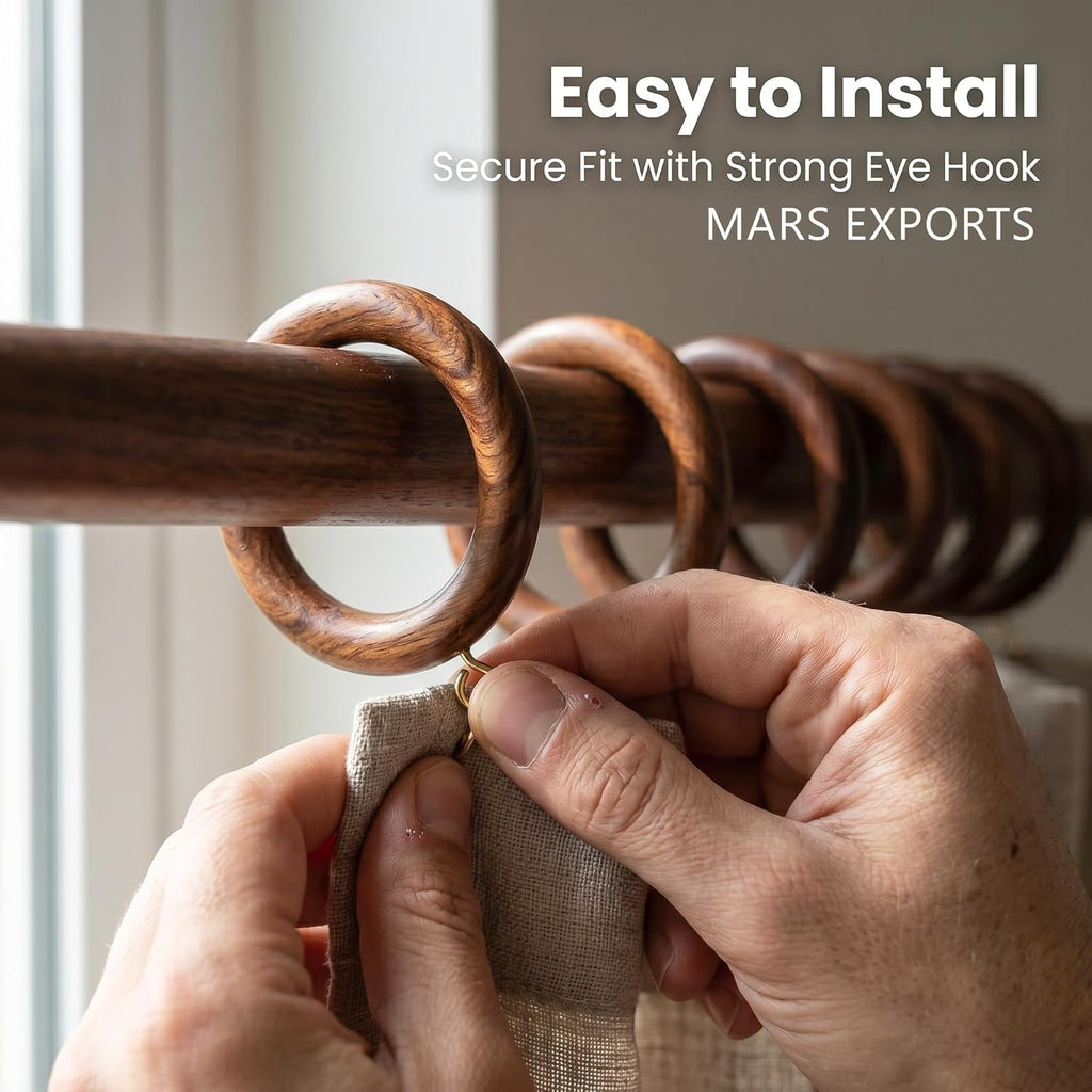 24 Pieces of 3 Inch Wooden Curtain Rod Rings, Drapery Rod Rings for 1.75-2 inch Rod Pole, Natural Rosewood (24, 2.2 INCH Inner Dia)