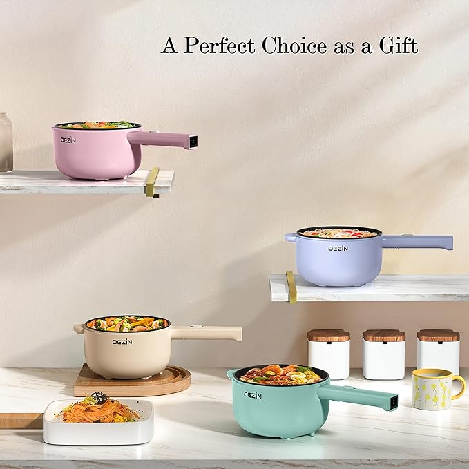 Dezin Electric Cooker, 2L Non-Stick Sauté Pan, Rapid Noodles Cooker, Mini Pot