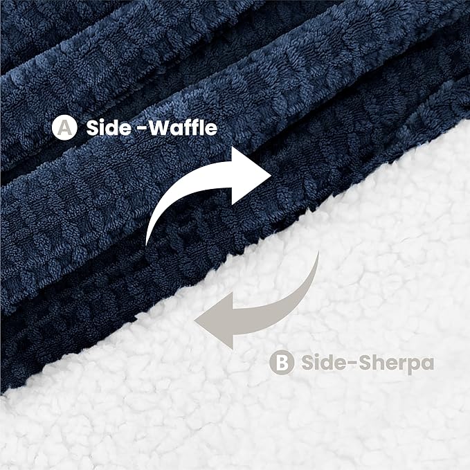 Heated Blanket Electric Blanket Full Waffle, 72x84 Inches Sherpa Fleece Fast