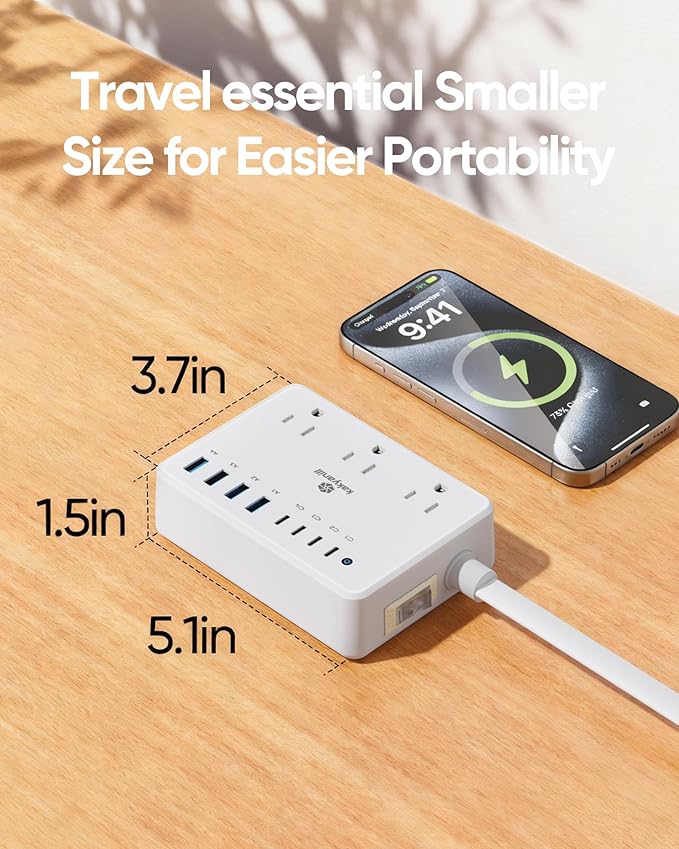 Kakyanill 100W Charging Station, 6 AC Outlets 8 USB Power Strip