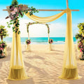 MDS Halloween Chiffon Draping Fabric - 2 Panel, 30" Wide x 30ft Long - Sheer Spooky Arbor & Canopy Drapery for Haunted House Backdrops, Party Ceilings, DIY Costumes & Themed Events - Gold (Pack of 2)