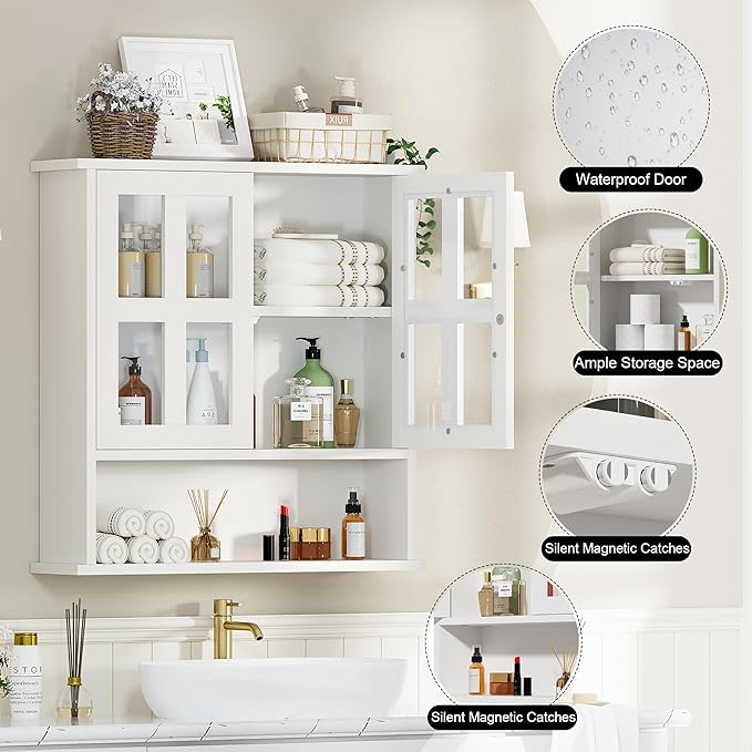 Modern Hanging Bathroom Cabinet, Sturdy Wooden Medicine Cabinet