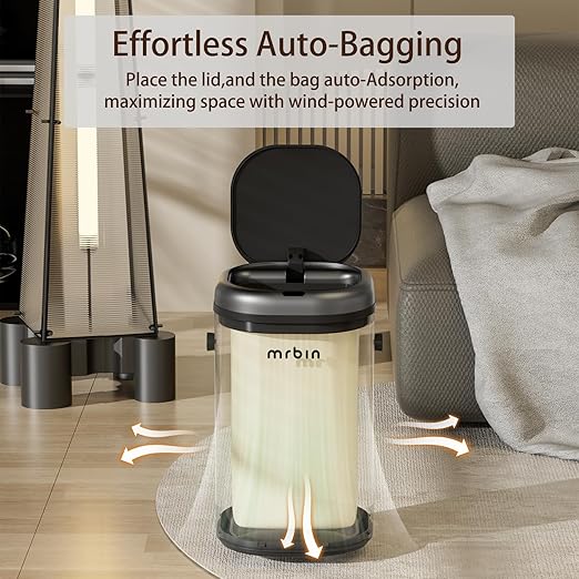 MRBIN Stainless Steel Adsorption Motion Sensor Trash Can Removable, 18L /