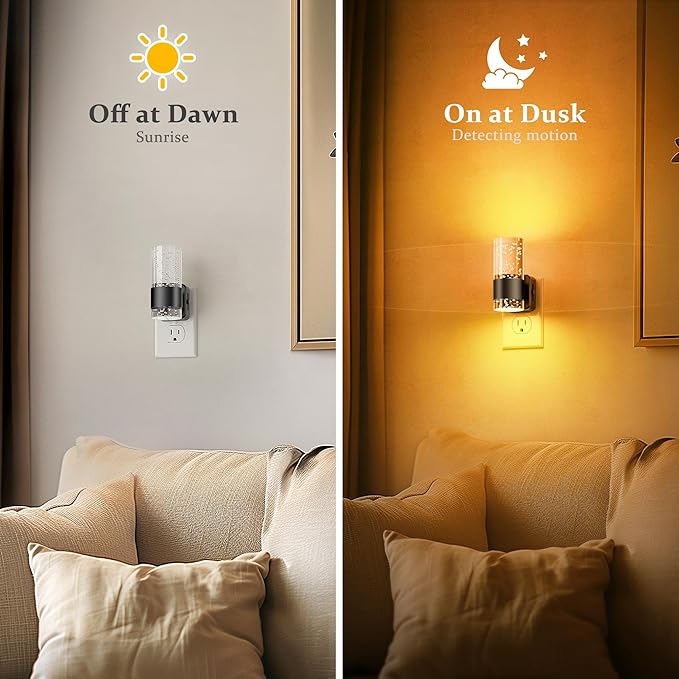 JandCase Night Light, Automatic Night Lights Plug into Wall, 2 Pack Dimmable