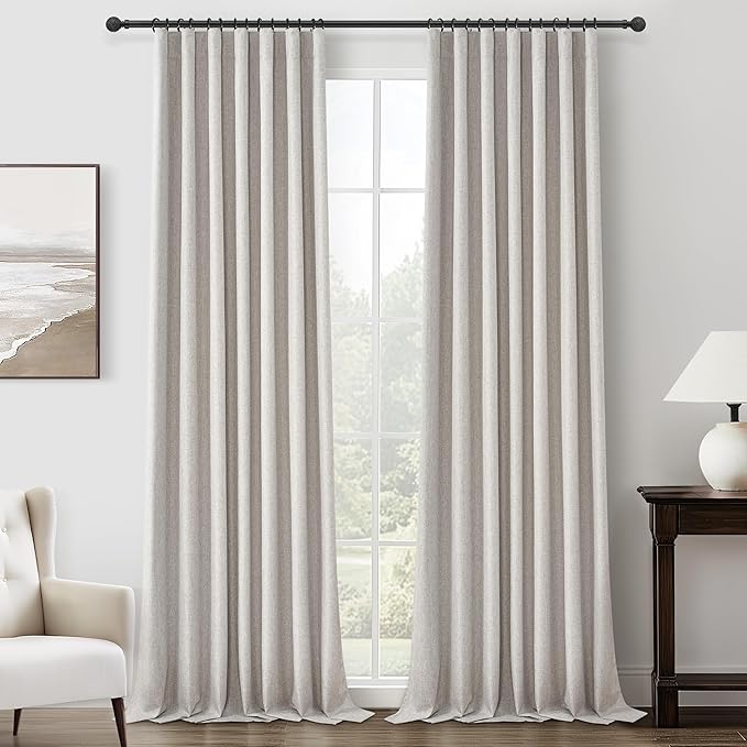 Light Brown Linen Floor to Ceiling Curtains