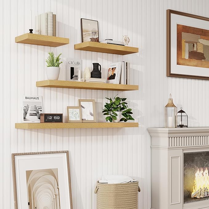 30in Floating Shelves for Wall, 2 Pack Long Wall Mounted Engineered Wood Shelves