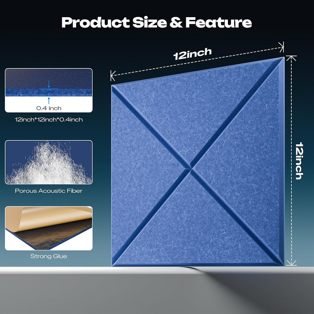 sonicism 12 pack x-lined acoustic panels, close-up detail
