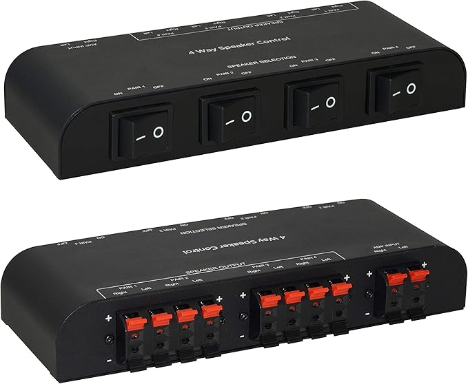 Xtrempro 61050 2 to 4 Way Speaker Switch, 1 in 2 Out to 1 in 4 Out Way Pair