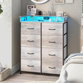 Dresser for Bedroom with Charing Station Grey Dresser with LED Lights Tall