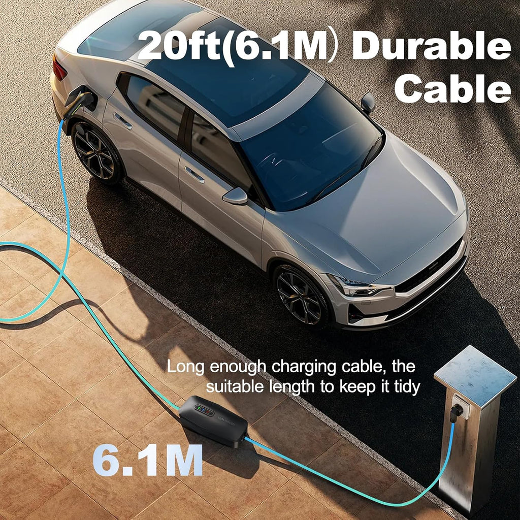 Level 1&2 EV Charger, Electric Vehicle Portable Charger with 20FT Cable, 3.5KW 16Amp Home EV Car Charging Station, 110V-240V NEMA 6-20 & NEMA 5-15 Plug Adapter, for All SAE J1772