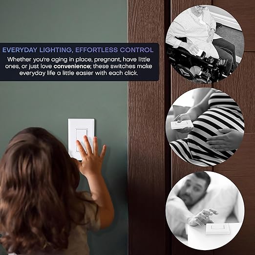 RunLessWire 4-Way Battery-Free DIY Wireless Light Switch Kit 150ft RF Range