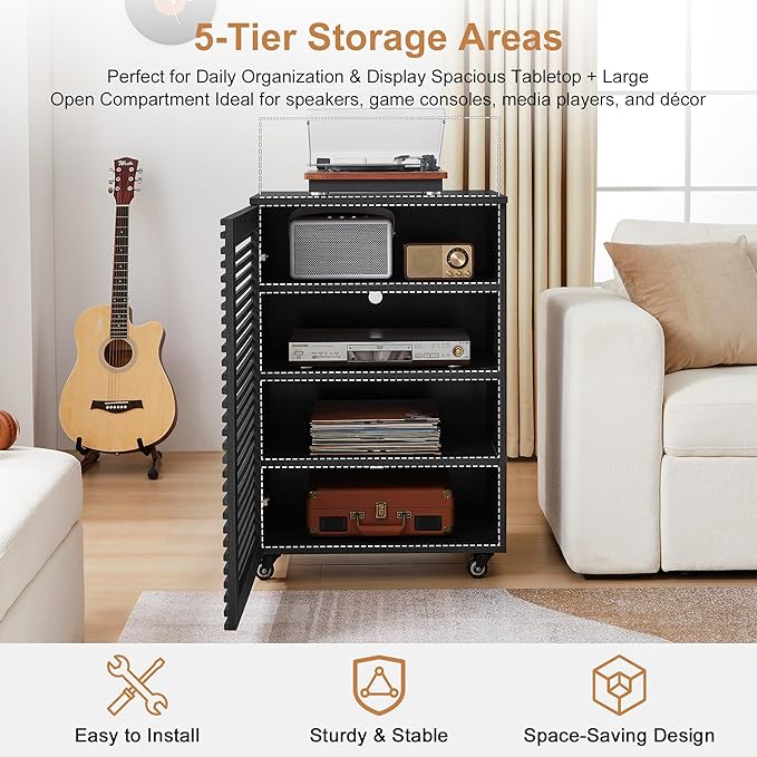 LEVNARY 5-Tier AV Media Cabinet