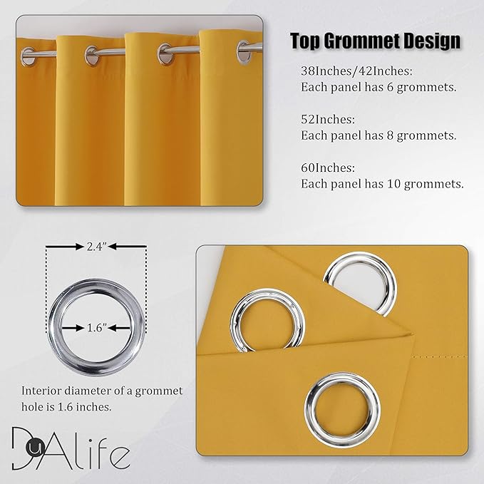 DUALIFE Yellow Curtains 84 Inches Long Blackout Curtain Panels