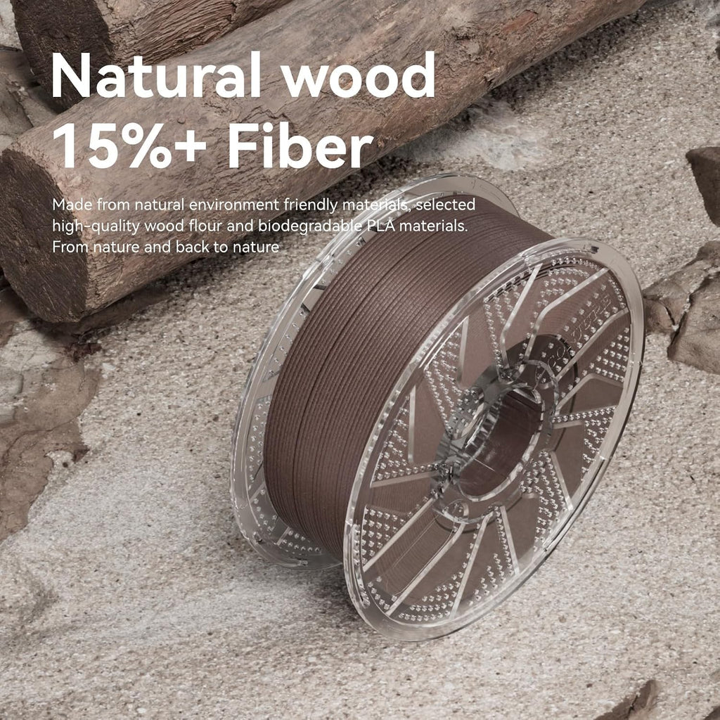 Chitu Systems Wood PLA Filament Bundle, 3D Printer PLA 1.75mm Cherry Walnut White Oak Teak with Real Wood Fiber, Using Reusable Spool Compatible with Bambu Lab Refill Filament, 4x1KG 8.8lb
