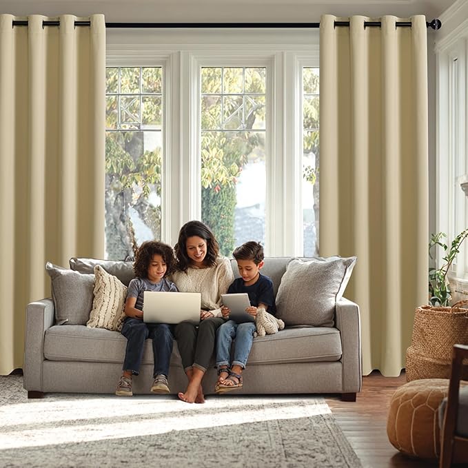 JIUZHEN Light Beige Blackout Curtains