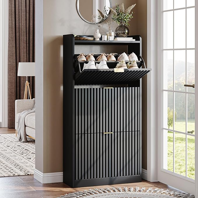 CHUWELL Fluted Shoe Cabinet Storage