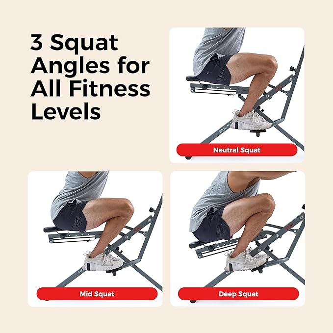 Sunny Health & Fitness Smart Row-N-Ride Glute & Leg Trainer, Foldable Squat