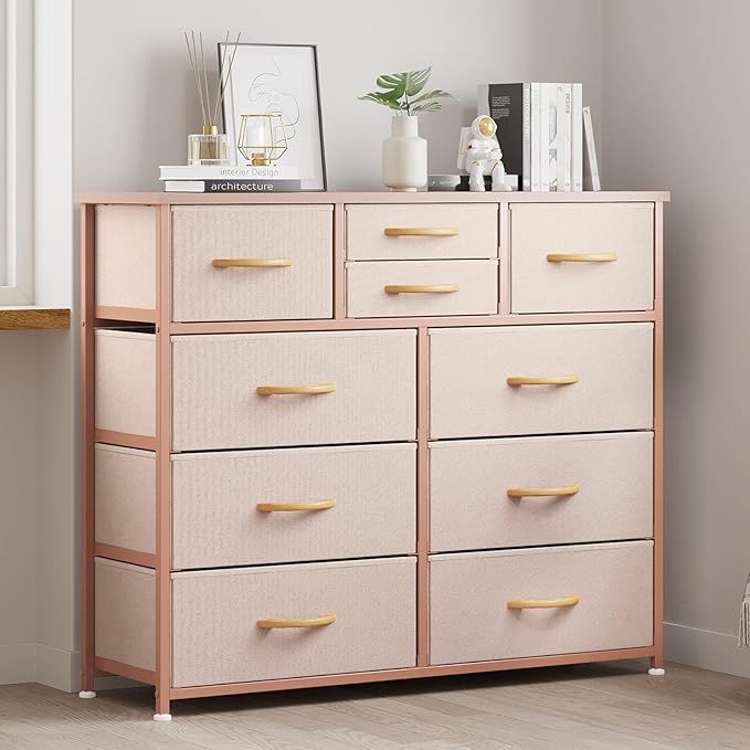 LUMTOK 10-Drawer Dresser, Fabric Storage Dressers Drawers