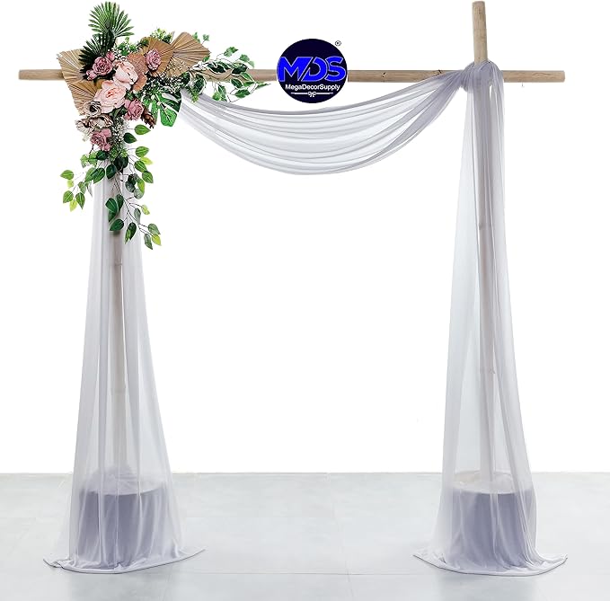 MDS Halloween Chiffon Draping Fabric - 2 Panel, 30" Wide x 40ft Long - Sheer Spooky Arbor & Canopy Drapery for Haunted House Backdrops, Party Ceilings, DIY Costumes & Themed Events - Cool Gray (Pack of 2)