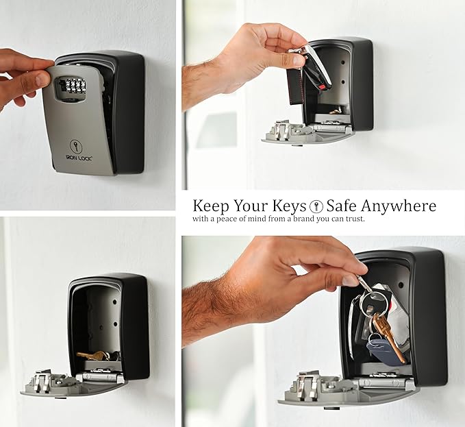Iron Lock® Key Lock Box XXL Wall Mount – Waterproof Outdoor Key Safe