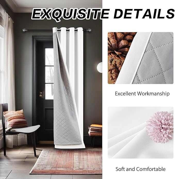 Soundproof 3-in-1 100% Blackout Room Divider Energy Saving Grommet Curtains