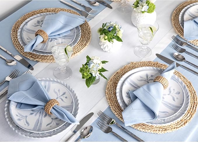 Solino Home Linen White Table Runner 156 Inches Long - 100% Pure Linen Extra Long Table Runner 14 x 156 Inch for Fall, Autumn, Halloween, Thanksgiving, Christmas, Holiday - Classic Hemstitch