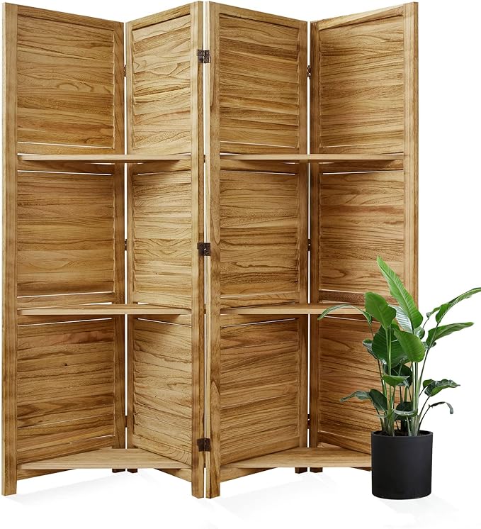 Partition Room Dividers, 67 * 51inch Folding Wood Privacy Screen