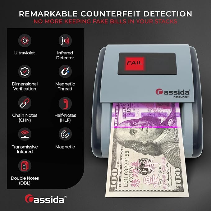Cassida InstaCheck Small Footprint, Magnetic and Ultraviolet Sensors, Compact